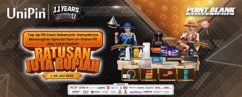 #11yearswithU – Promo Anniversary Berhadiah Ratusan Juta Rupiah Menanti Mereka yang Top Up PB Cash di UniPin!